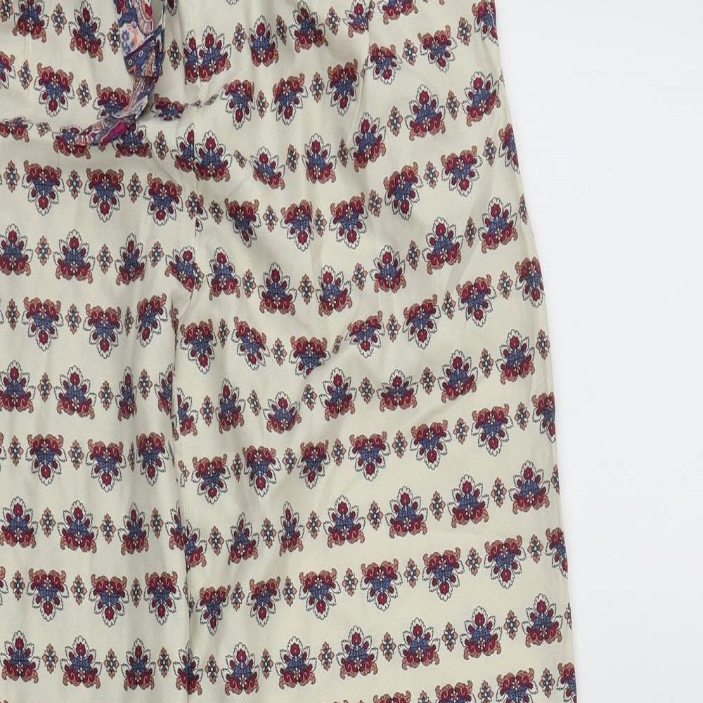 Primark Womens Multicoloured Geometric Viscose Trousers  Size 6 L30 in Regular Drawstring