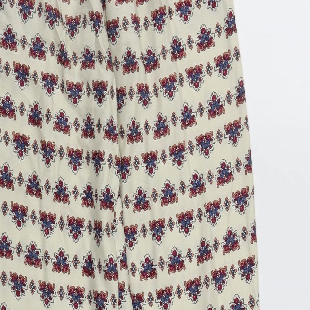 Primark Womens Multicoloured Geometric Viscose Trousers  Size 6 L30 in Regular Drawstring