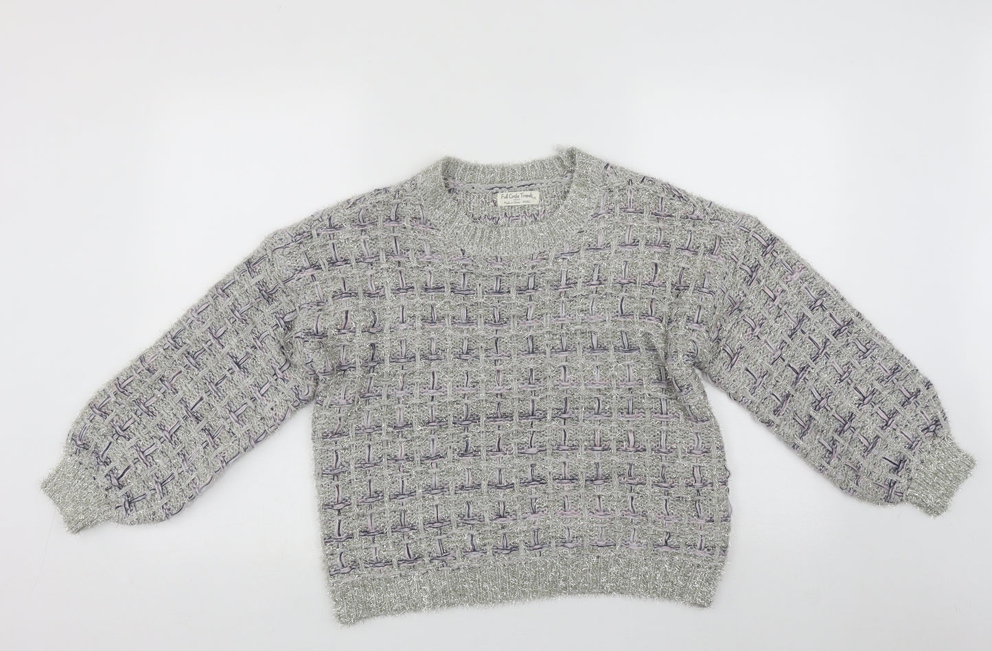 Full Circle Trends Womens Multicoloured Round Neck Geometric Acrylic Pullover Jumper Size S