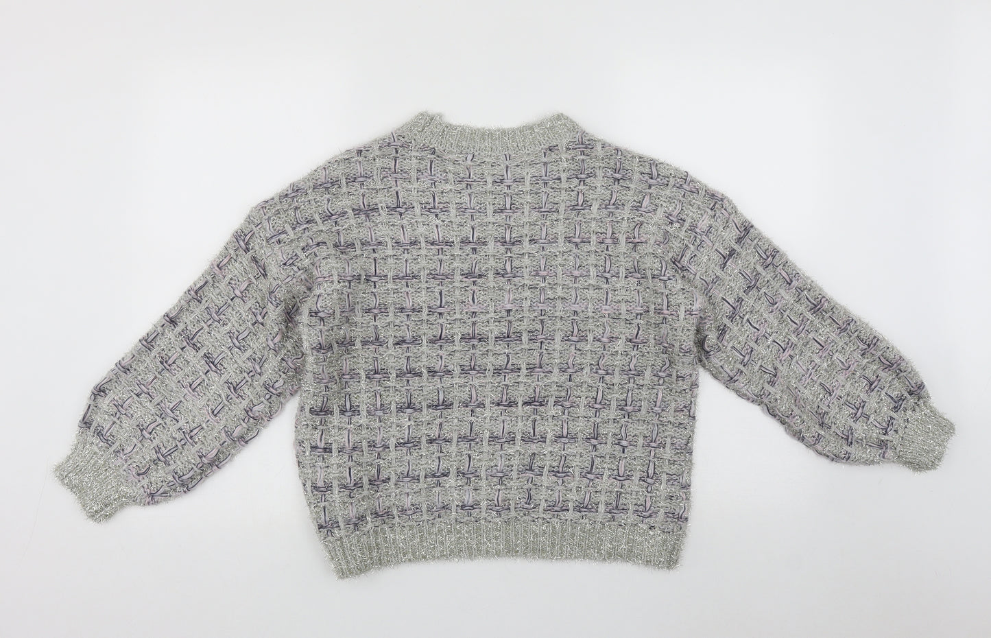 Full Circle Trends Womens Multicoloured Round Neck Geometric Acrylic Pullover Jumper Size S