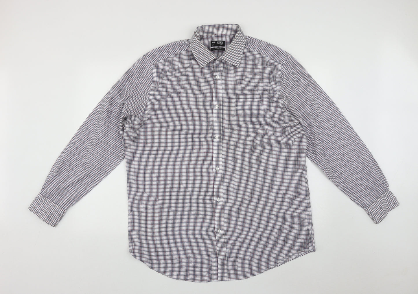 Debenhams Mens Multicoloured Plaid Cotton  Button-Up Size XL Collared Button