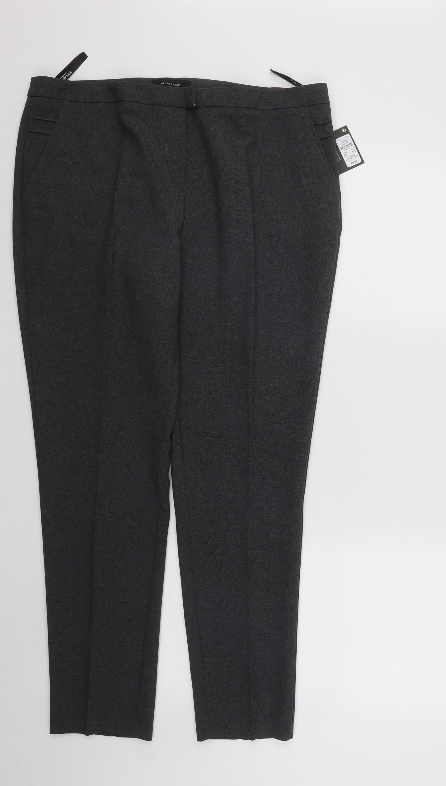 Atmosphere Womens Grey  Polyester Trousers  Size 16 L29 in Regular Zip