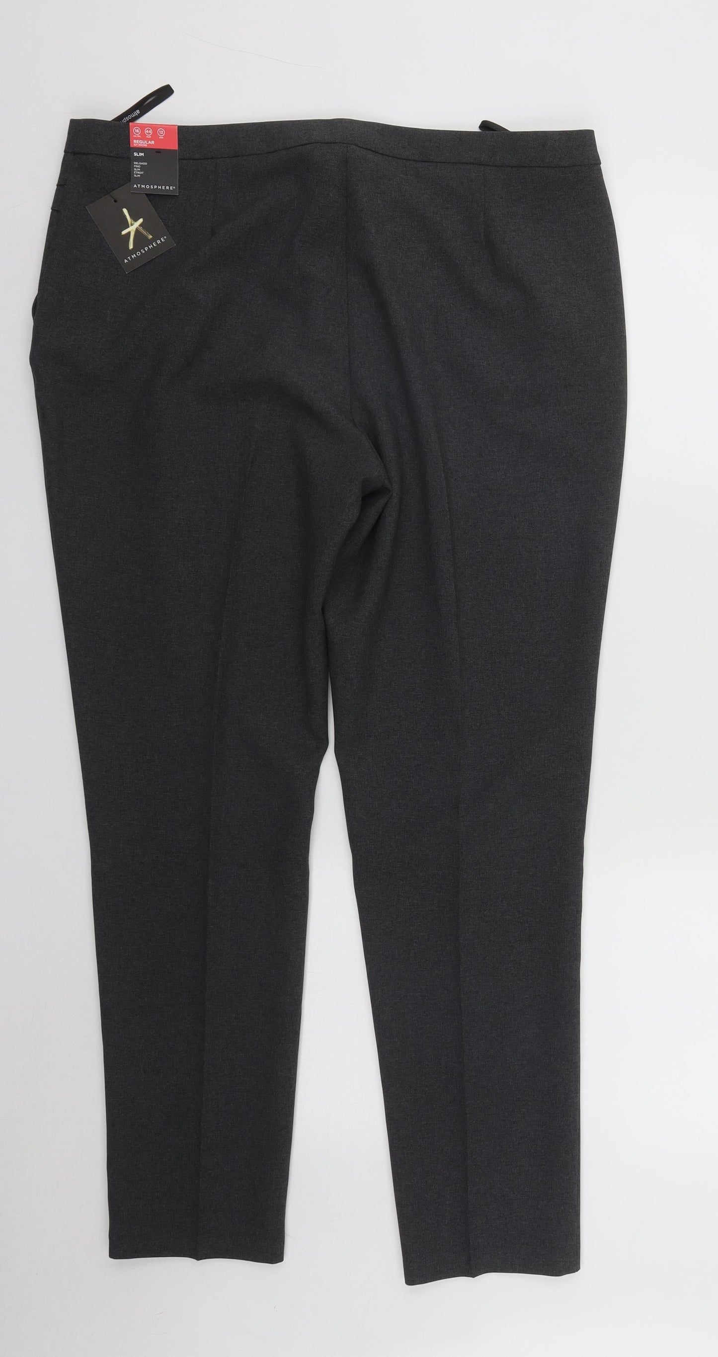 Atmosphere Womens Grey  Polyester Trousers  Size 16 L29 in Regular Zip