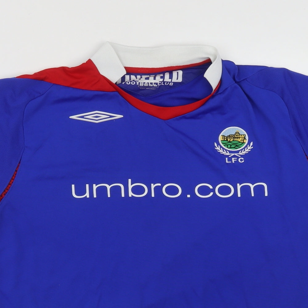 Umbro Mens Blue  Polyester Basic T-Shirt Size XL V-Neck