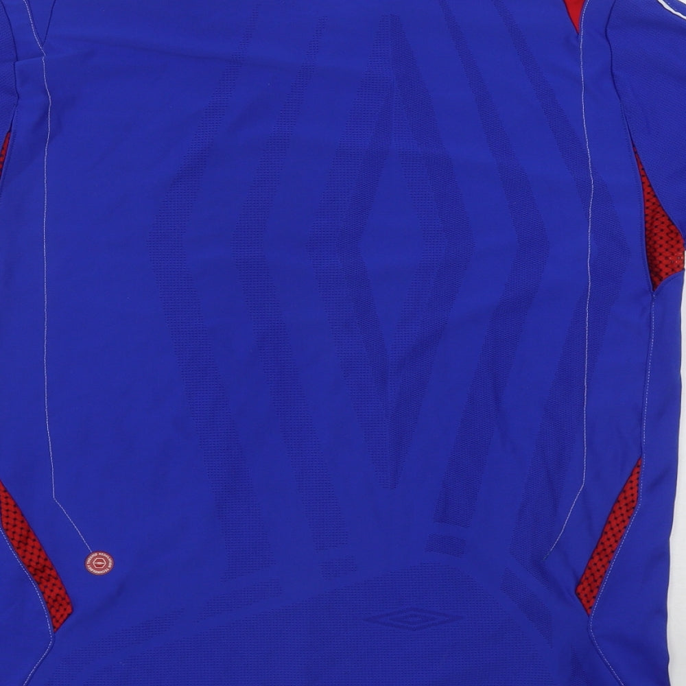 Umbro Mens Blue  Polyester Basic T-Shirt Size XL V-Neck