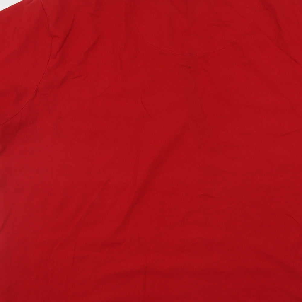 F&F Mens Red  Cotton  T-Shirt Size L V-Neck