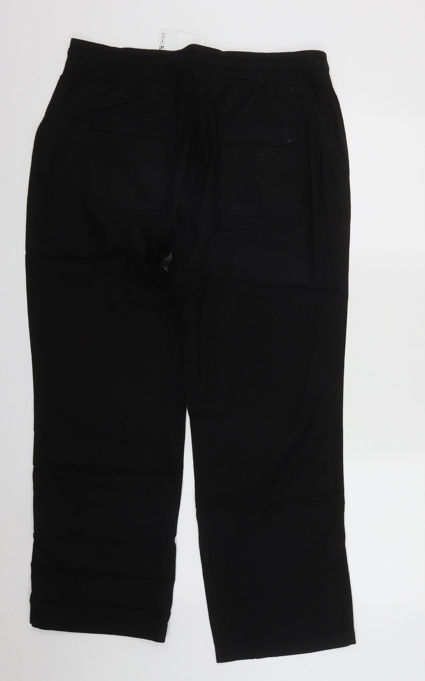 LabelBe Womens Black  Linen Capri Trousers Size 16 L29 in Regular Zip
