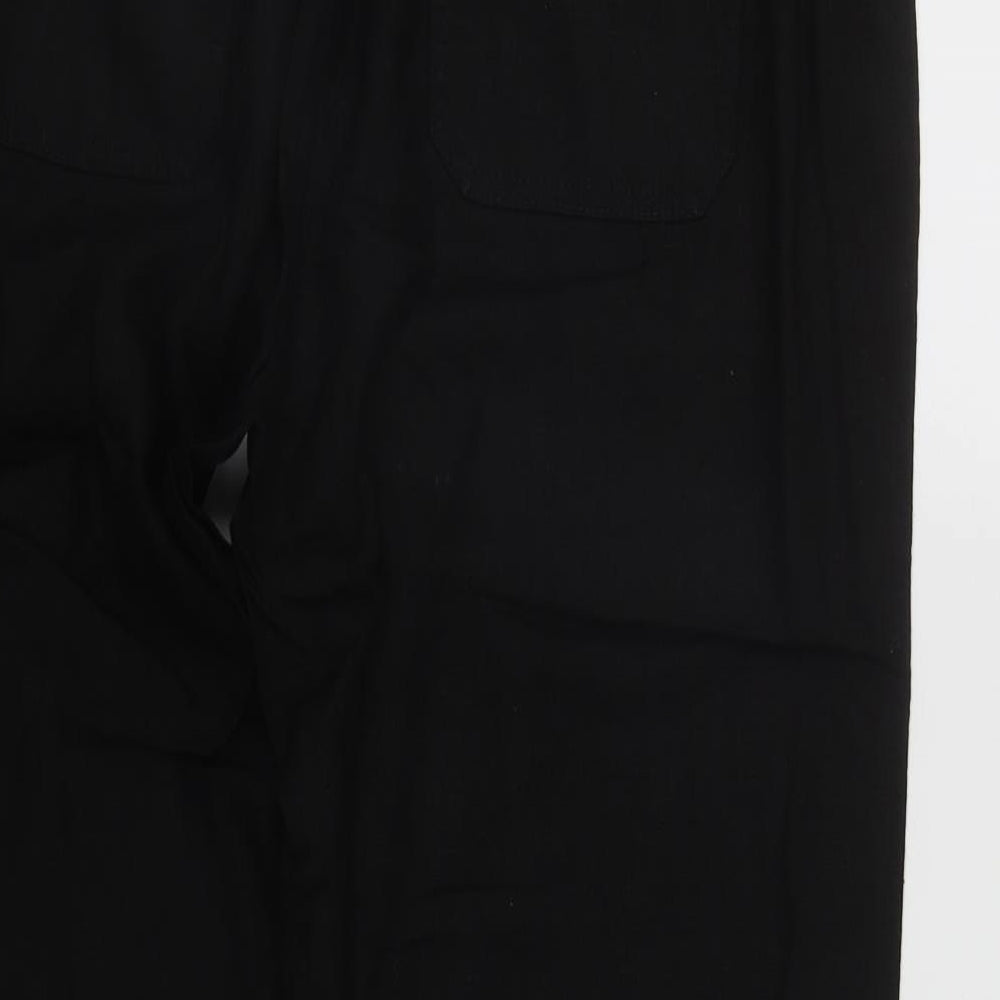 LabelBe Womens Black  Linen Capri Trousers Size 16 L29 in Regular Zip