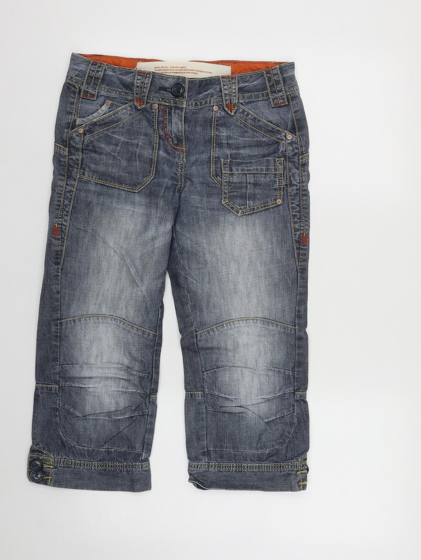 NEXT Womens Blue  Cotton Capri Jeans Size 8 L20 in Regular Zip