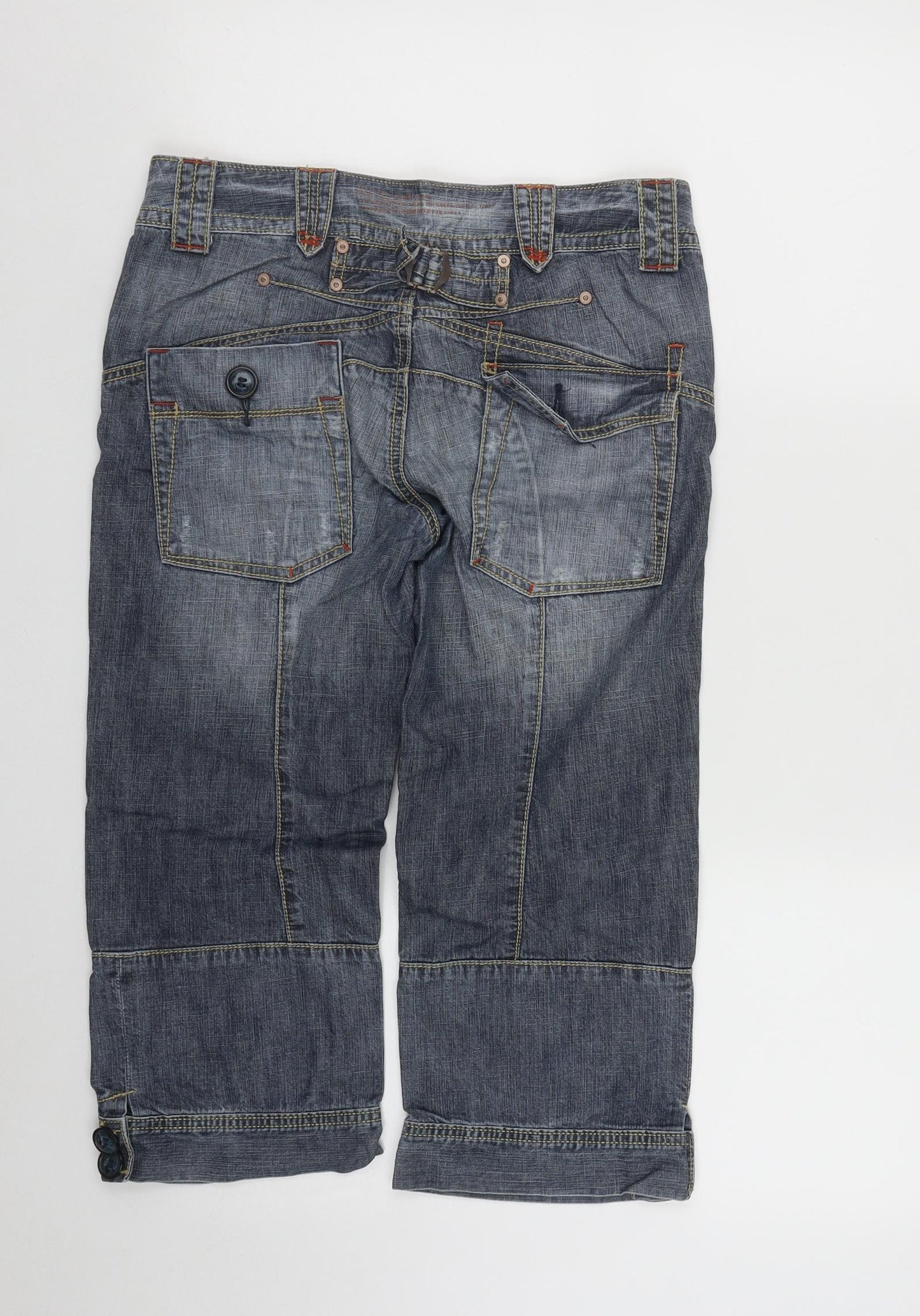 NEXT Womens Blue  Cotton Capri Jeans Size 8 L20 in Regular Zip