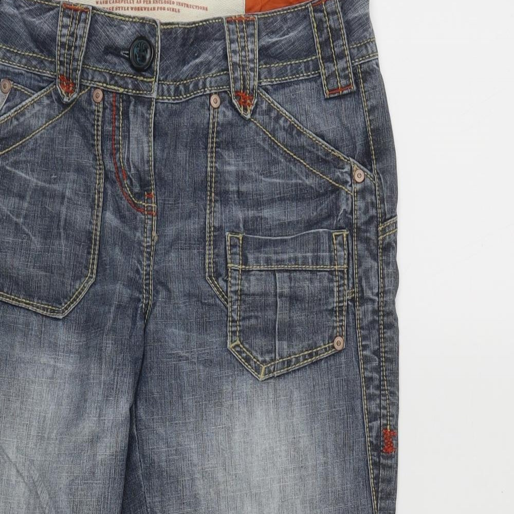 NEXT Womens Blue  Cotton Capri Jeans Size 8 L20 in Regular Zip