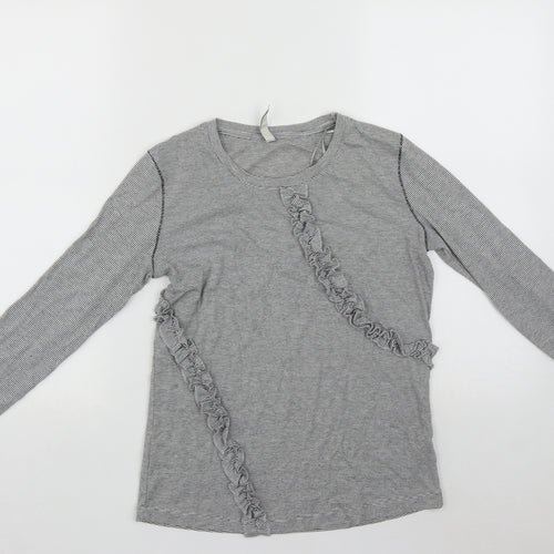 House of Fraser Womens Multicoloured Striped Polyester Basic Blouse Size 8 Roll Neck