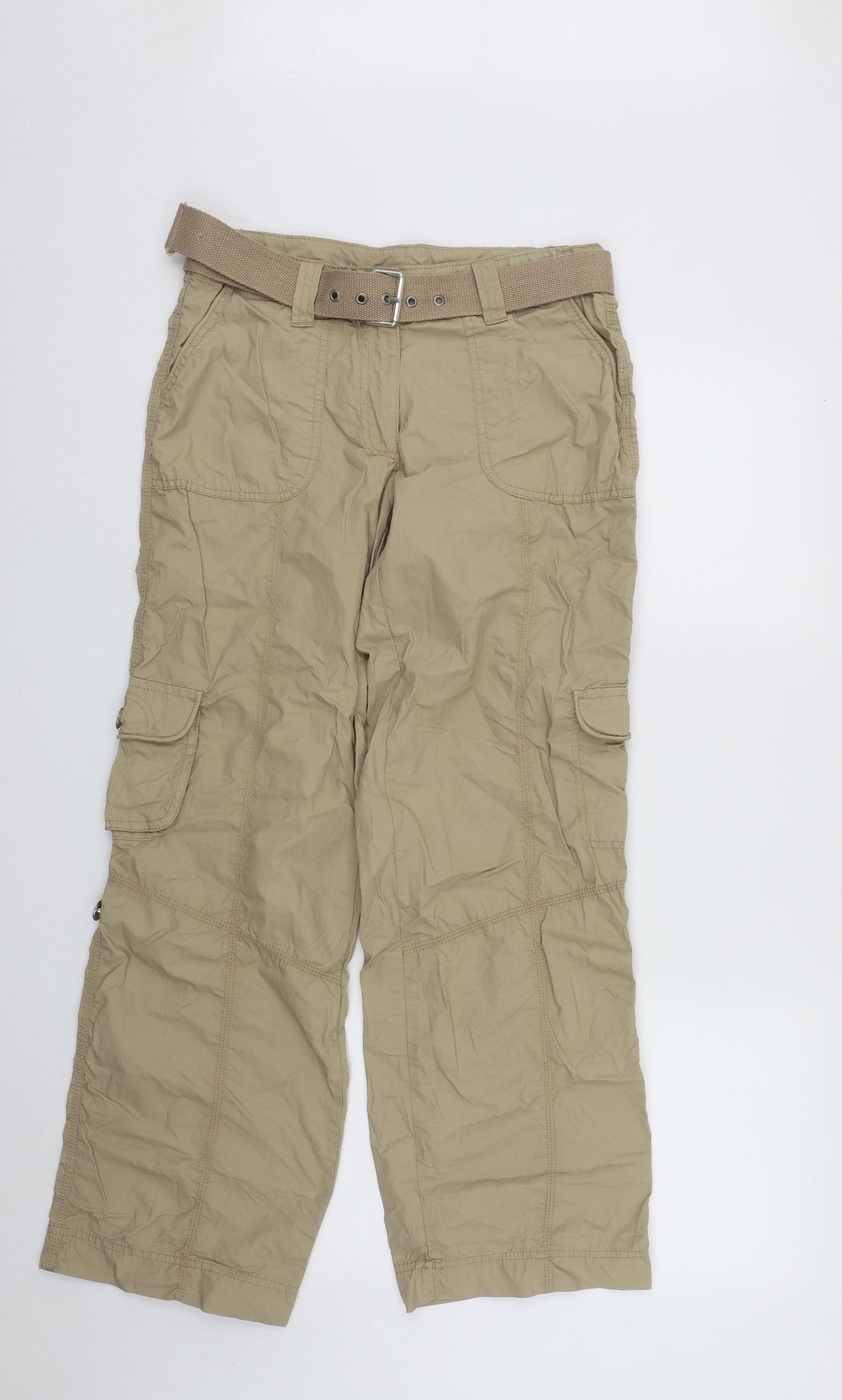Cherokee Womens Beige  Cotton Cargo Trousers Size 8 L29 in Regular Zip