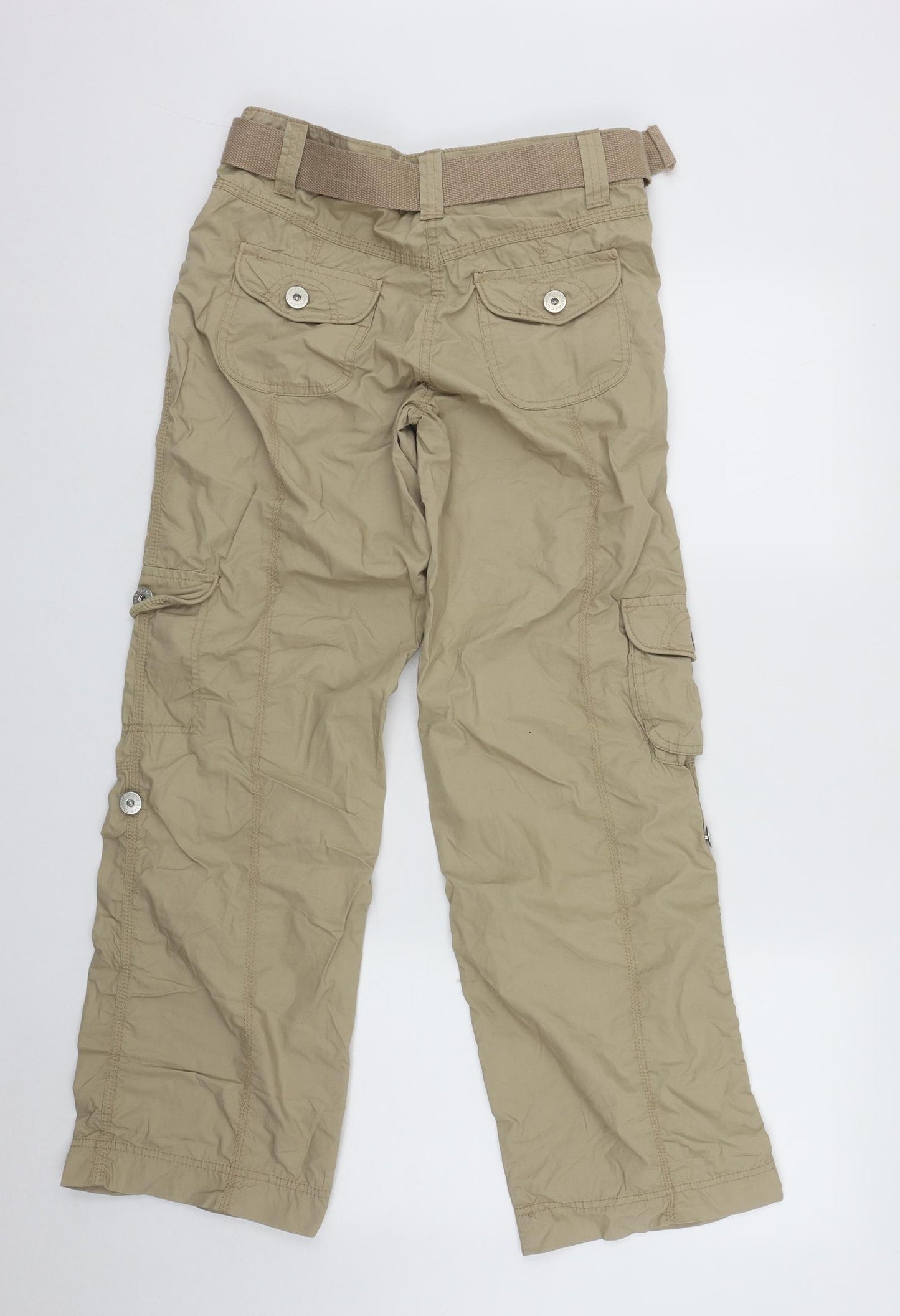 Cherokee Womens Beige  Cotton Cargo Trousers Size 8 L29 in Regular Zip