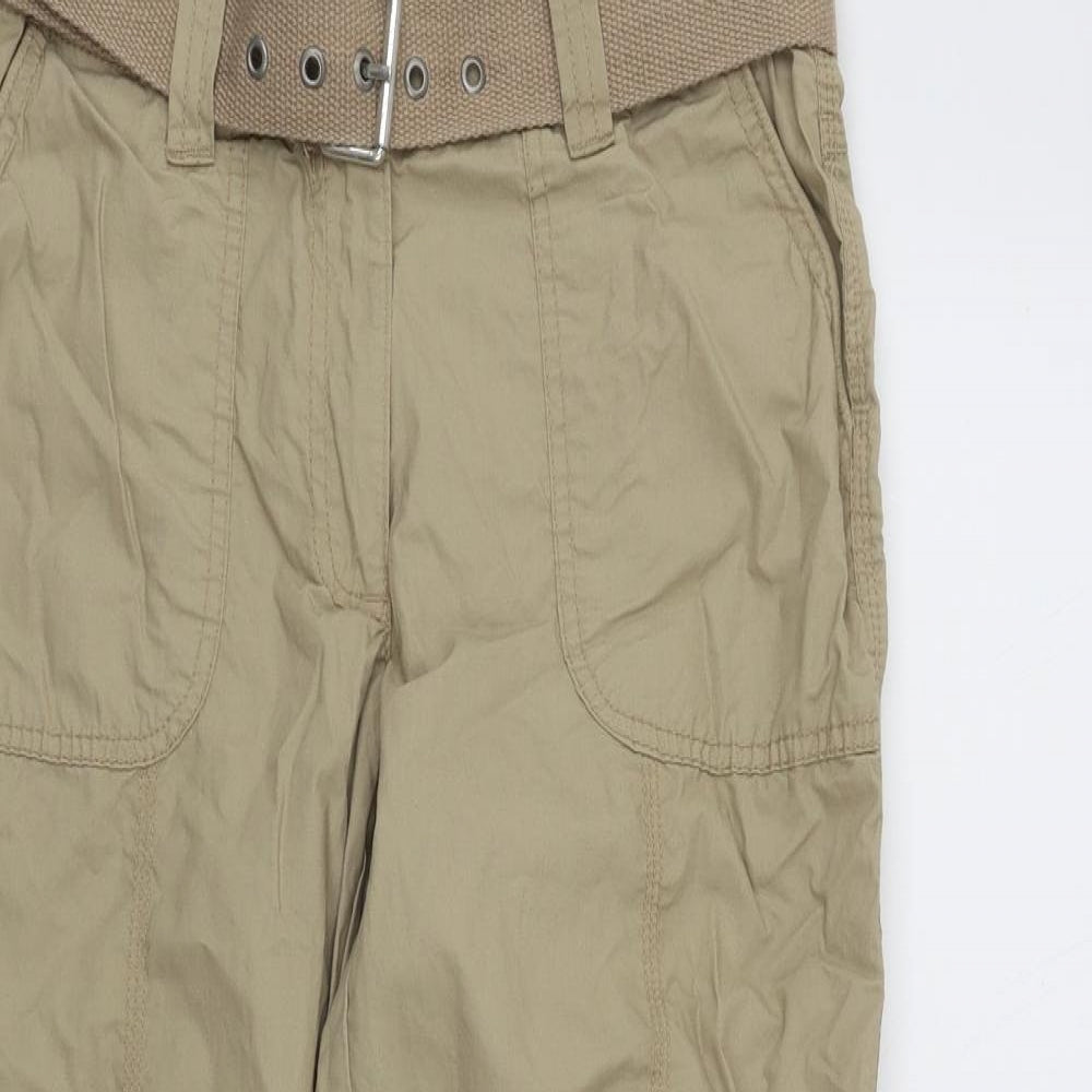 Cherokee Womens Beige  Cotton Cargo Trousers Size 8 L29 in Regular Zip