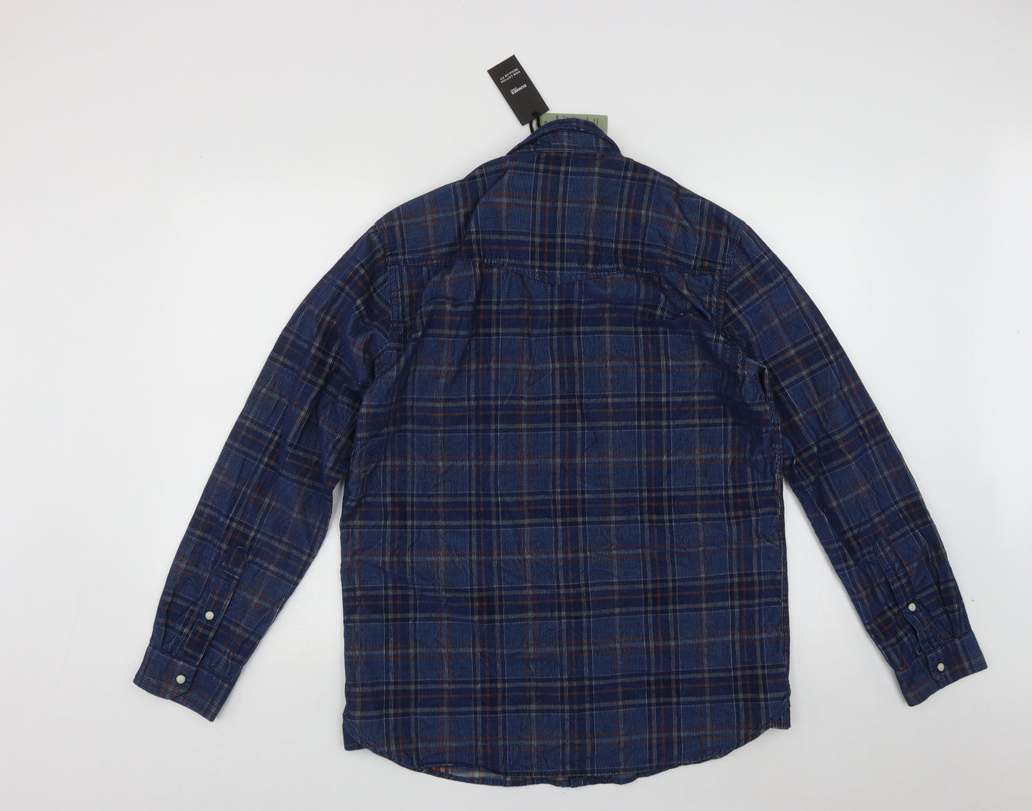Dunnes Mens Multicoloured Plaid Cotton  Button-Up Size L Collared Push Lock