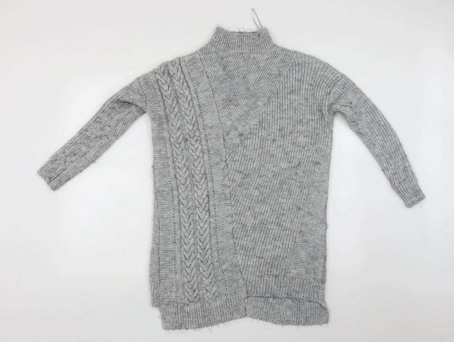 River Island Womens Grey High Neck  Acrylic Pullover Jumper Size XS