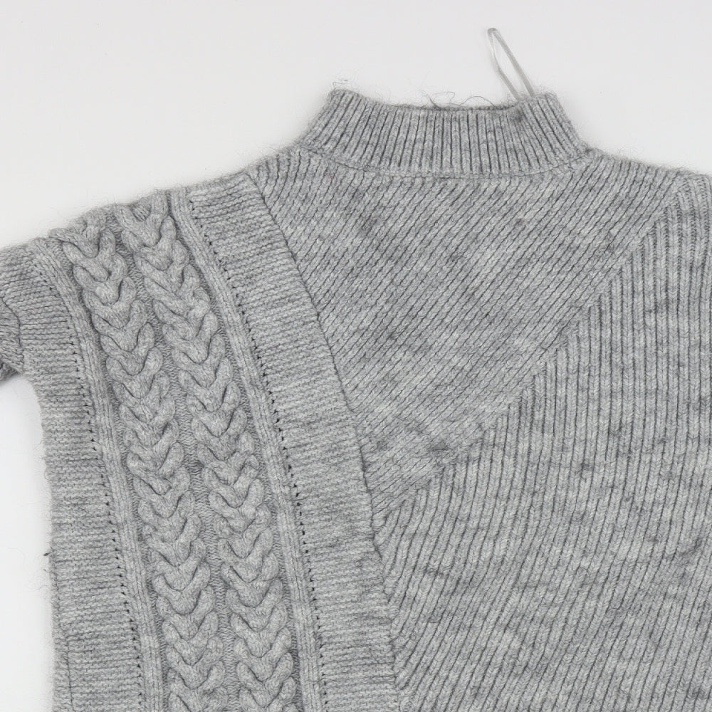 River Island Womens Grey High Neck  Acrylic Pullover Jumper Size XS