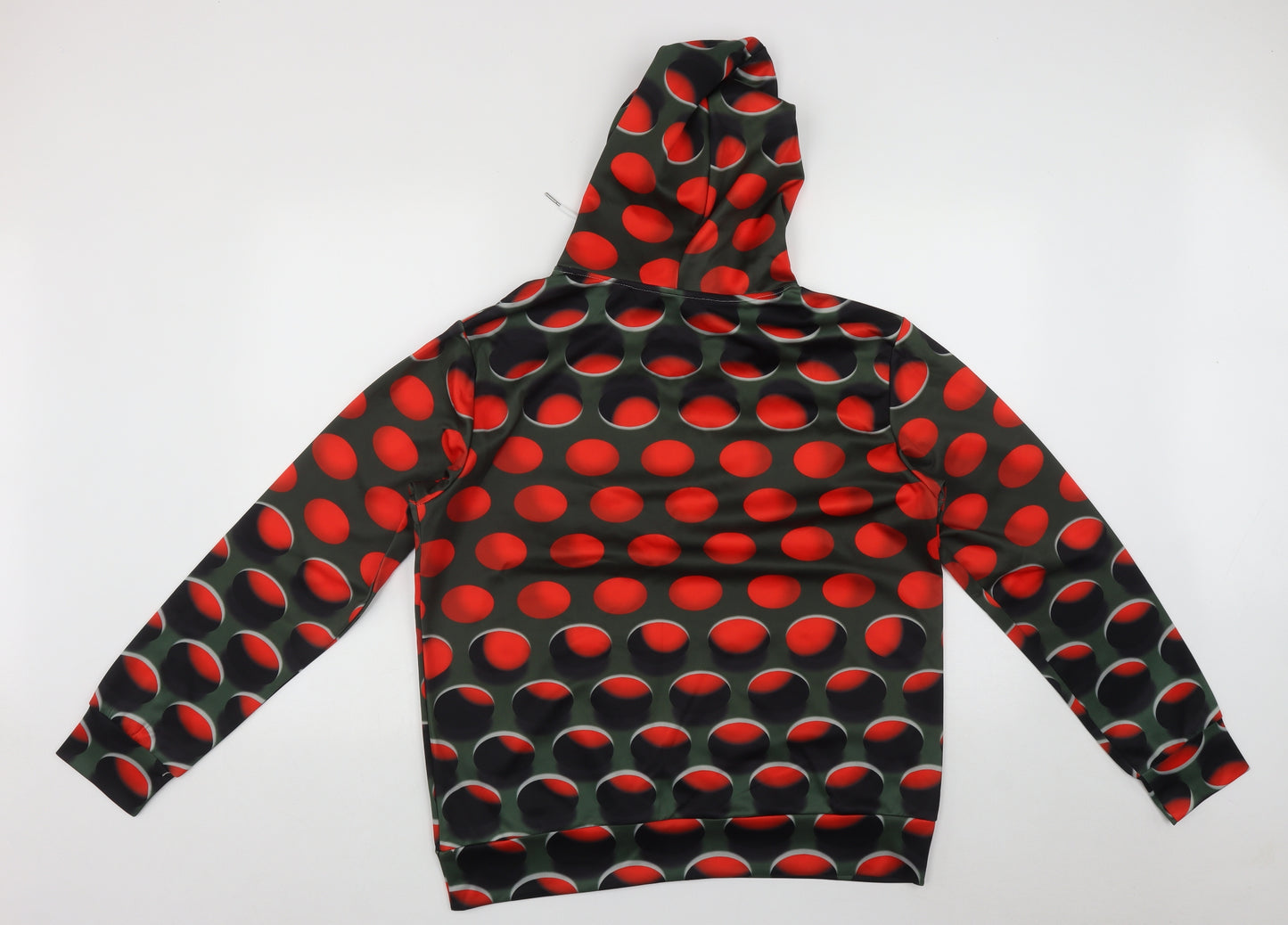Preworn Mens Multicoloured Geometric Polyester Pullover Hoodie Size XL