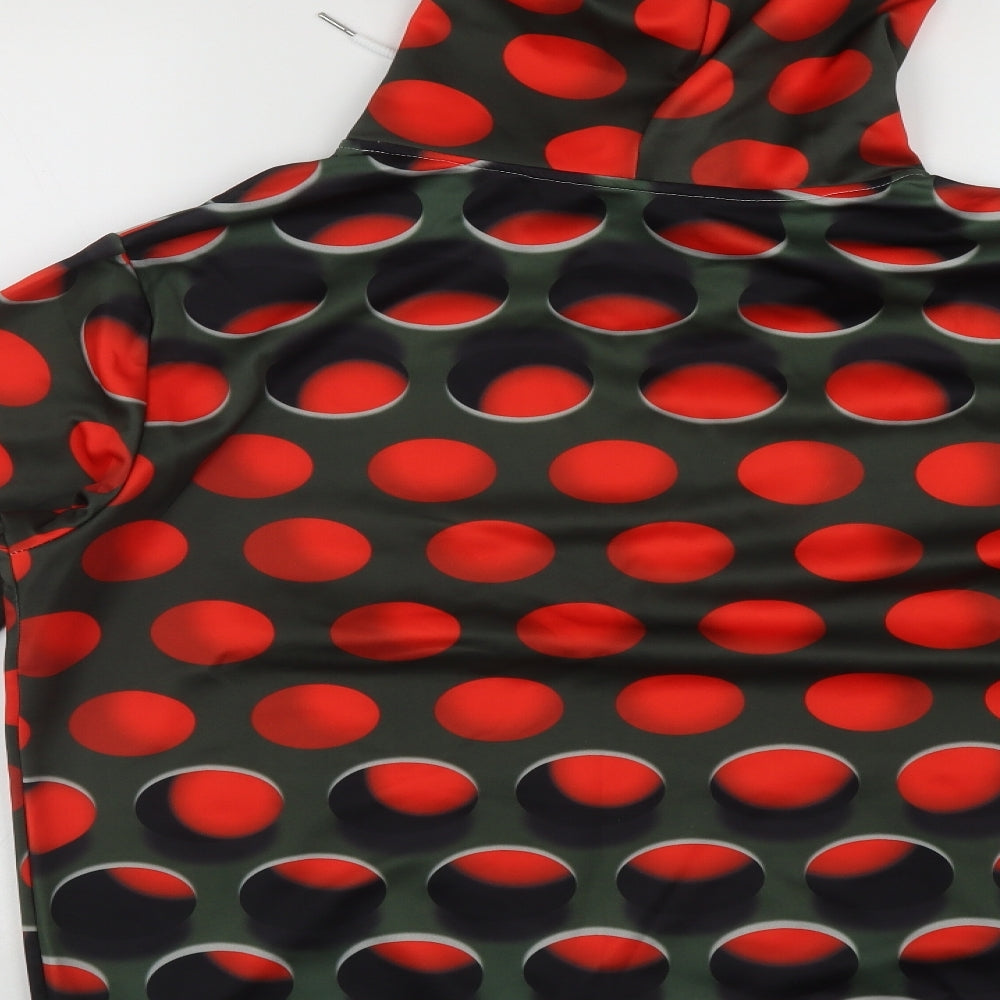 Preworn Mens Multicoloured Geometric Polyester Pullover Hoodie Size XL