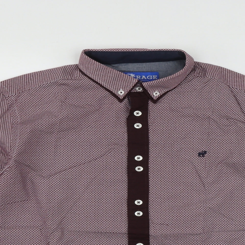 Outrage Mens Multicoloured Plaid Cotton  Button-Up Size M Collared Button