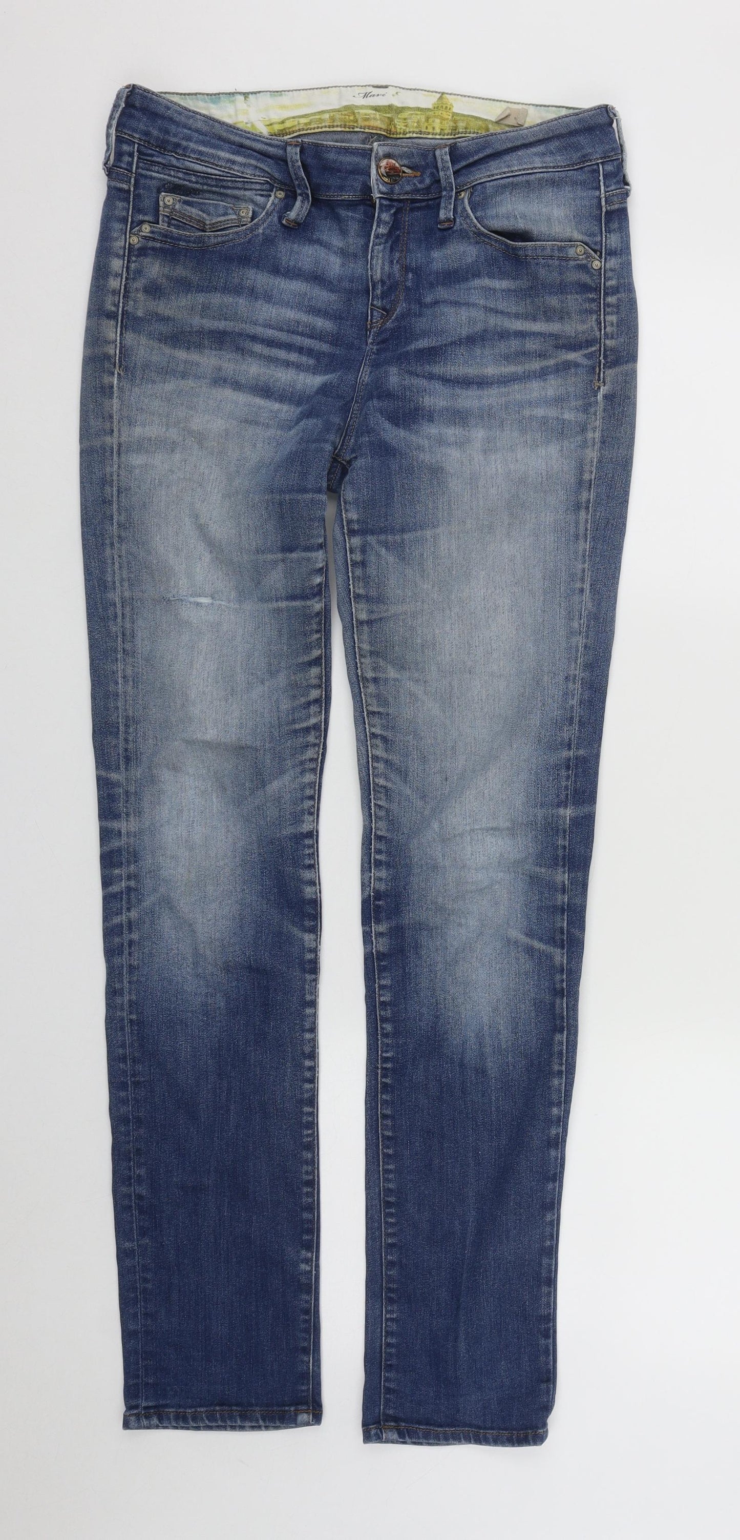 Mavi Womens Blue  Cotton Straight Jeans Size 28 in L29 in Regular Zip