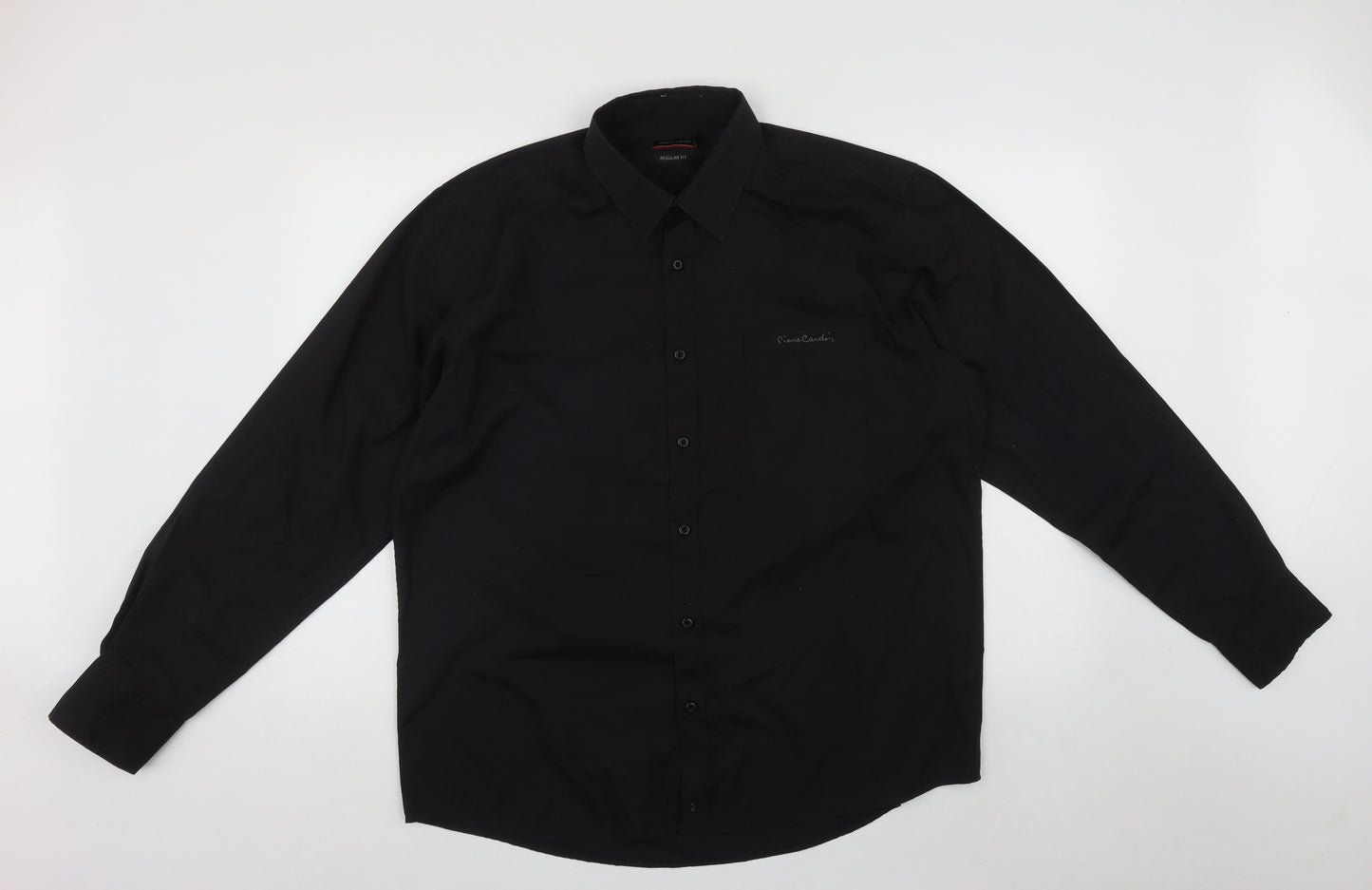 PIERE CANDIN Mens Black  Polyester  Button-Up Size 2XL Collared Buckle