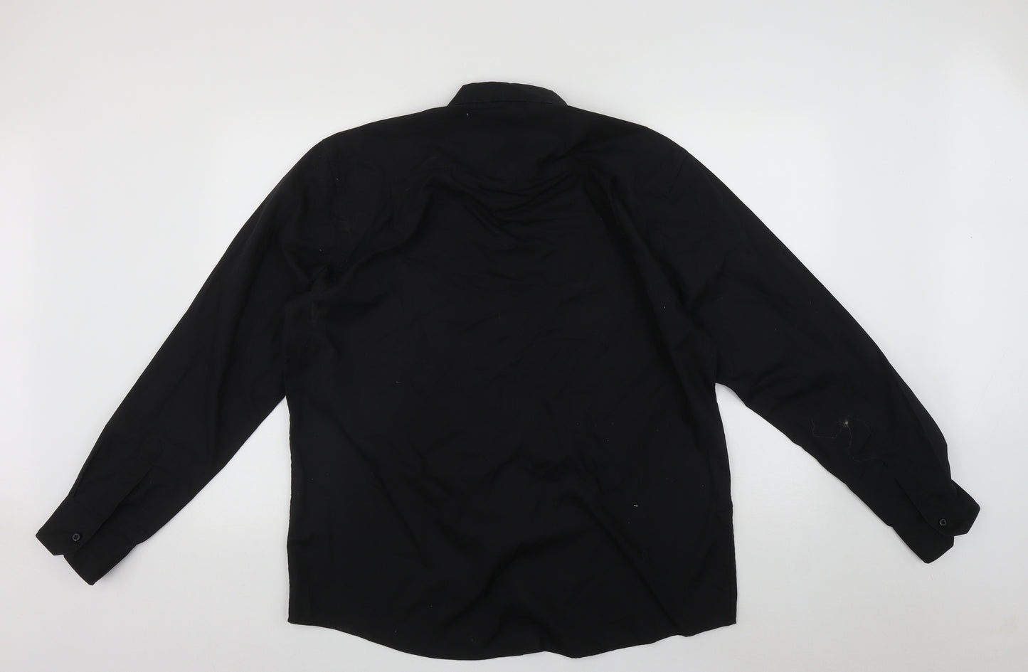 PIERE CANDIN Mens Black  Polyester  Button-Up Size 2XL Collared Buckle