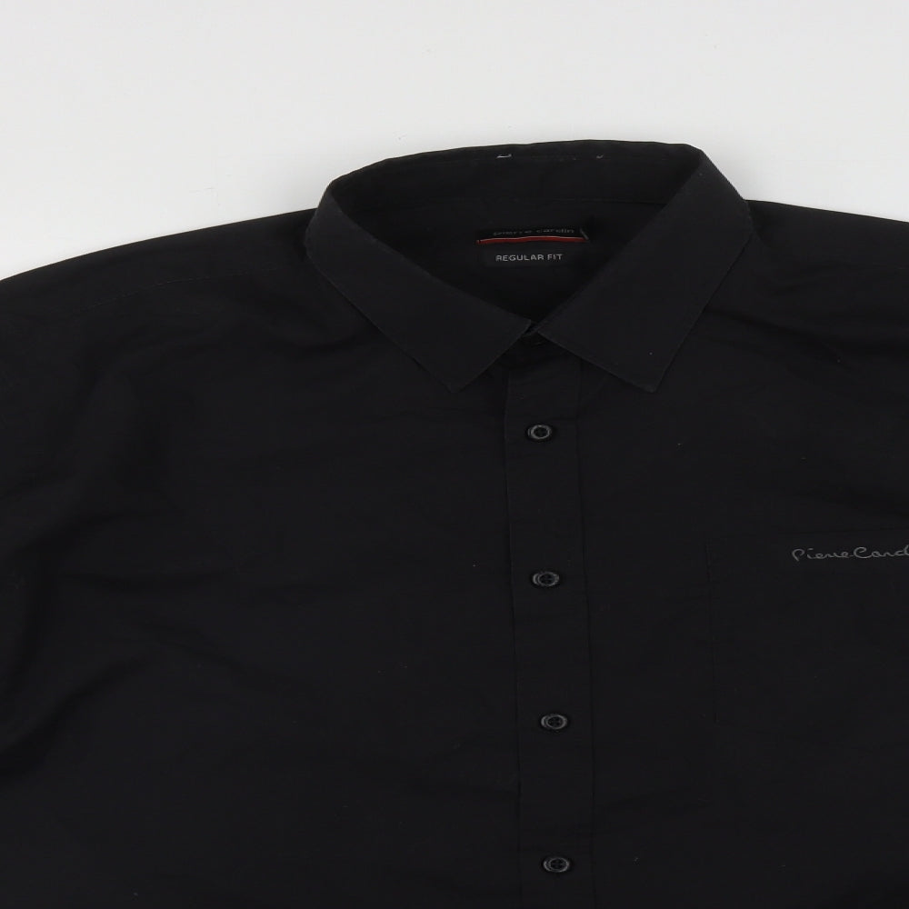 PIERE CANDIN Mens Black  Polyester  Button-Up Size 2XL Collared Buckle