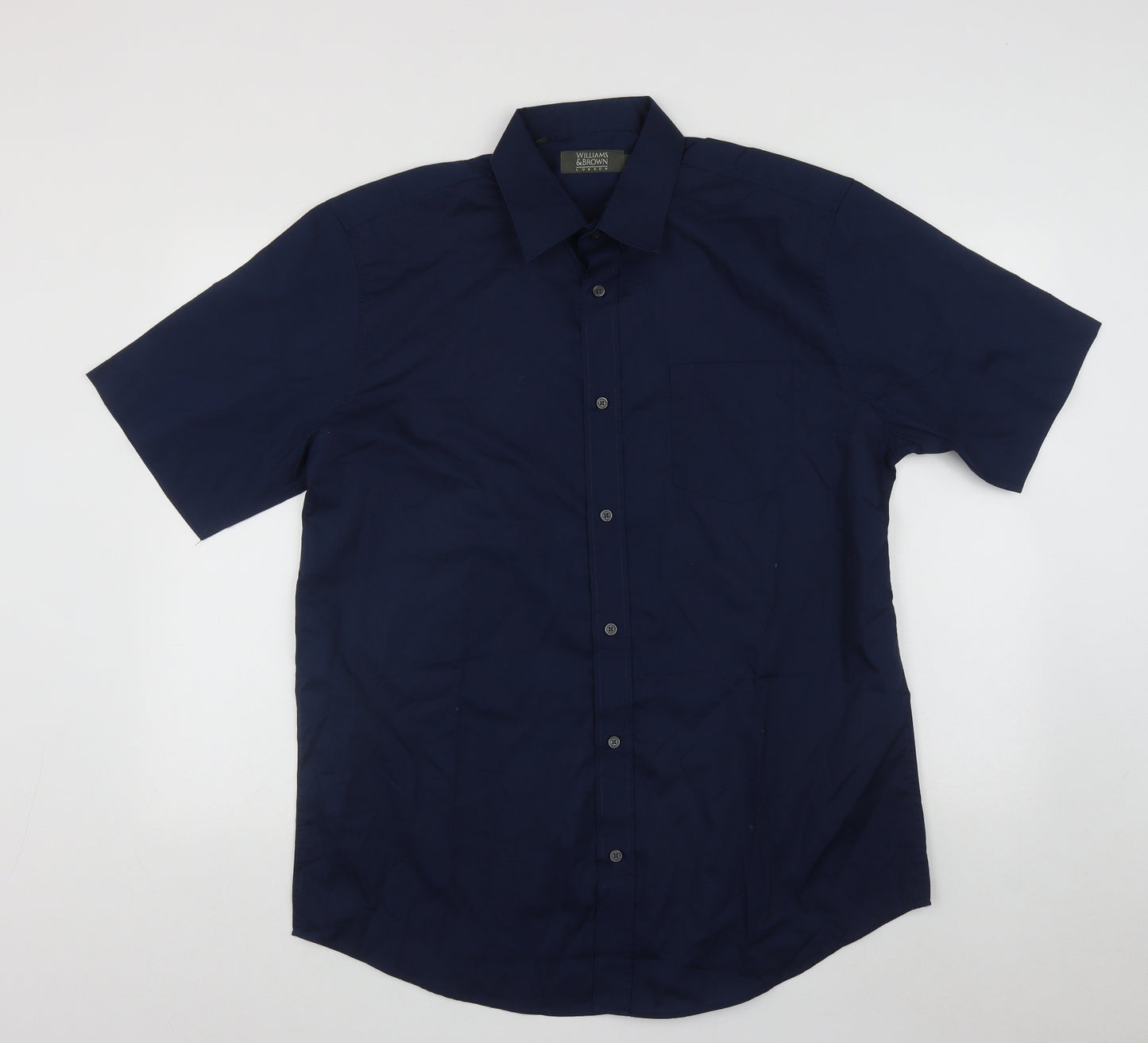 Williams&Brown Mens Black  Polyester  Button-Up Size 17 Collared Button