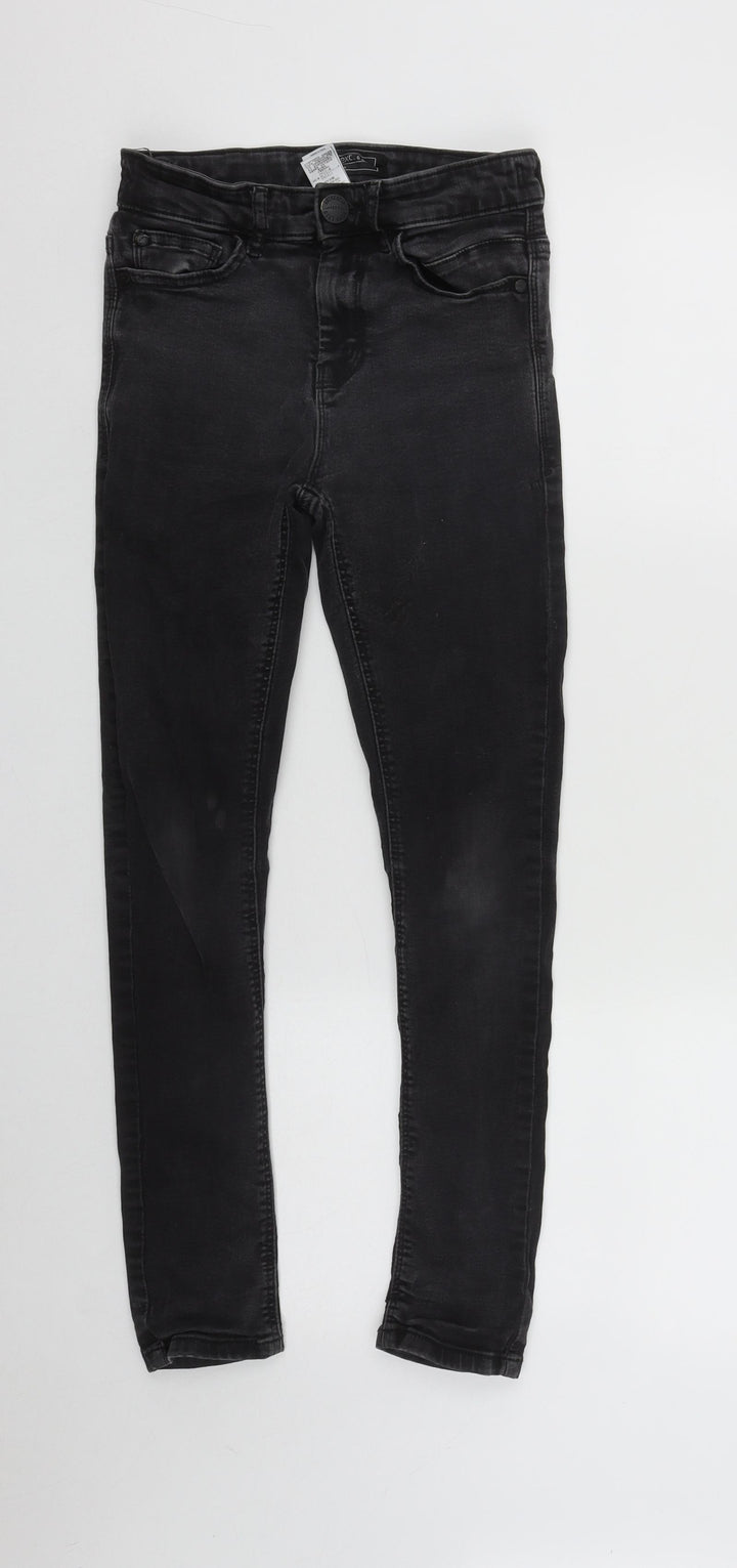 NEXT Girls Black Cotton Skinny Jeans Size 9 Months L25 in Regular Zip