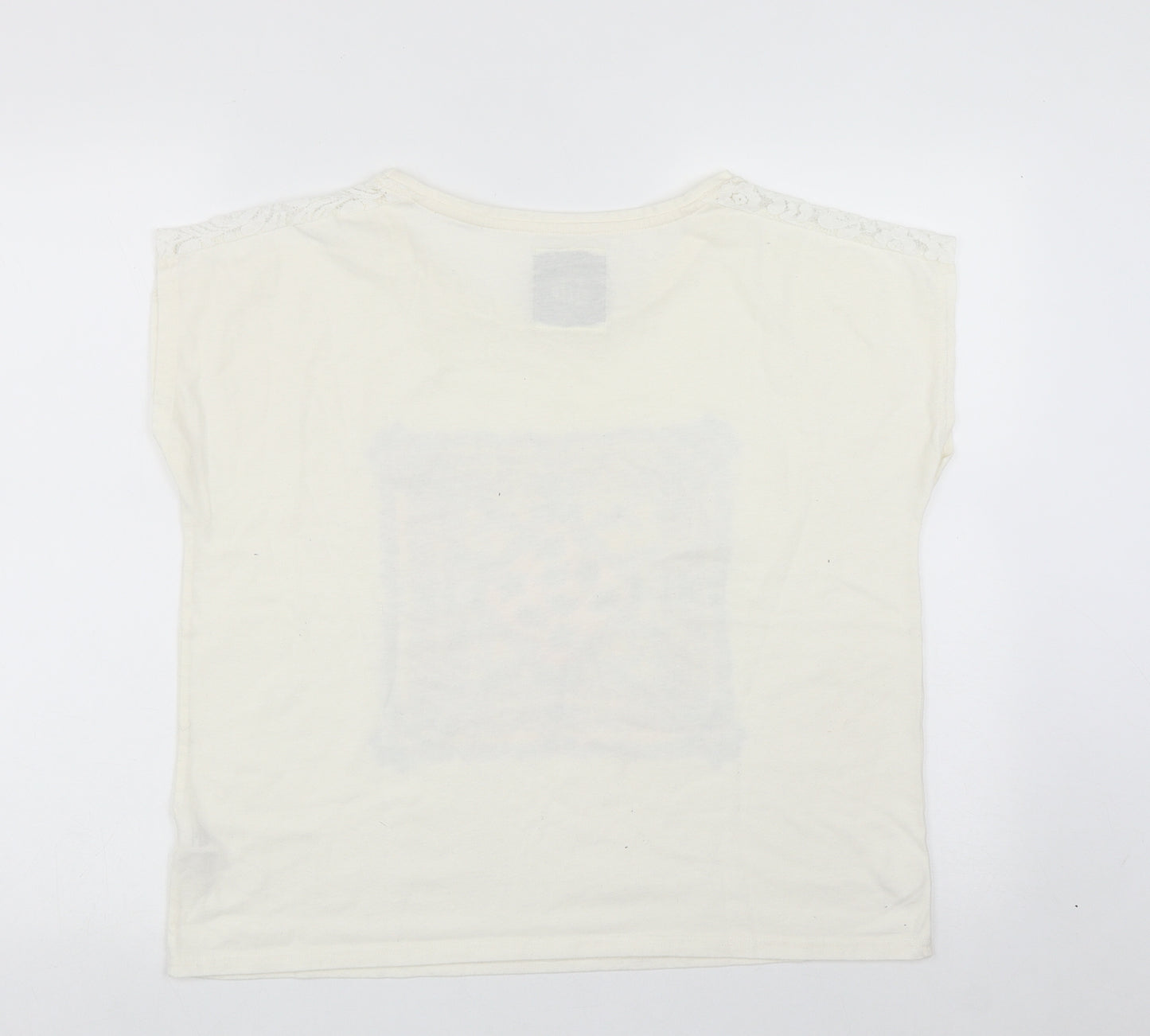 Matalan Womens White  Cotton Basic T-Shirt Size M Roll Neck