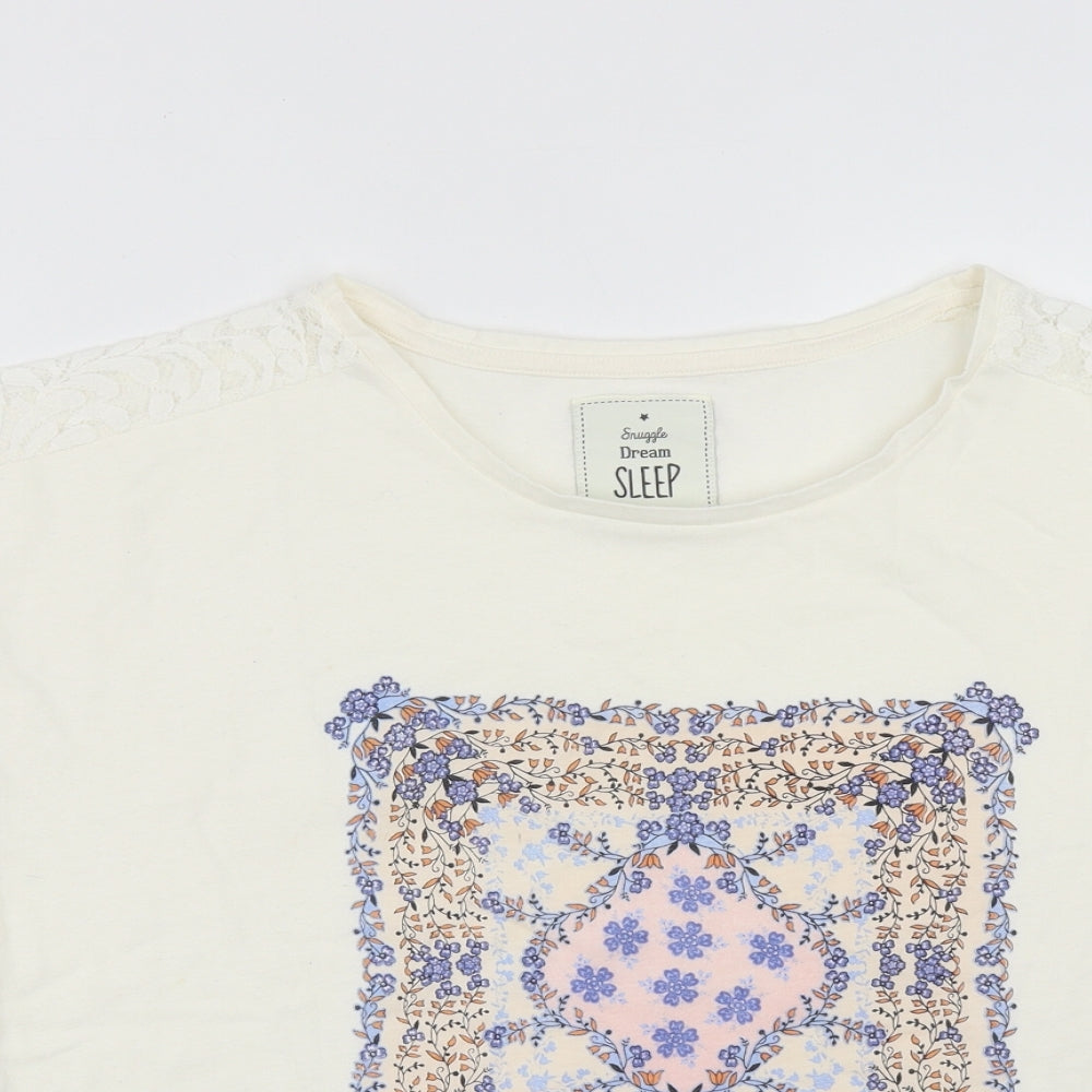 Matalan Womens White  Cotton Basic T-Shirt Size M Roll Neck