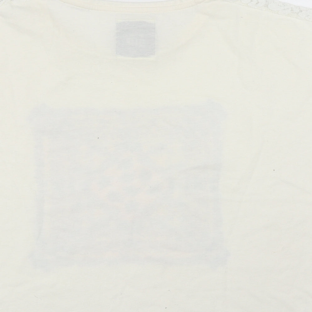 Matalan Womens White  Cotton Basic T-Shirt Size M Roll Neck
