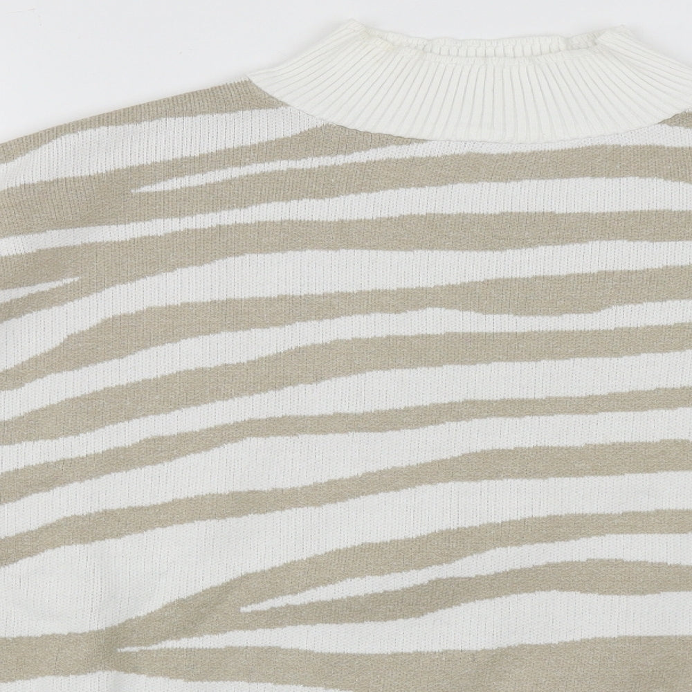 JDWilliams Womens Multicoloured High Neck Geometric Cotton Pullover Jumper Size 12