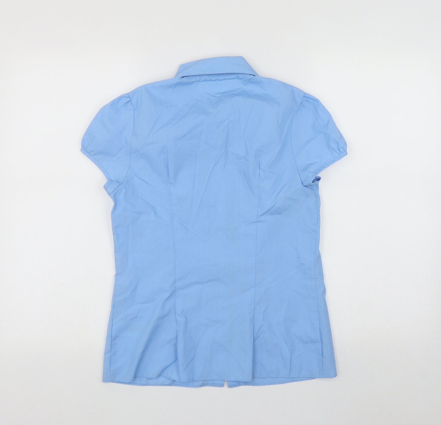 George Girls Blue  Polyester Basic Blouse Size 13-14 Years Collared Button - Heart Buttons