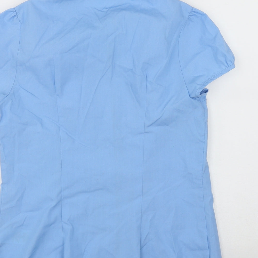 George Girls Blue  Polyester Basic Blouse Size 13-14 Years Collared Button - Heart Buttons