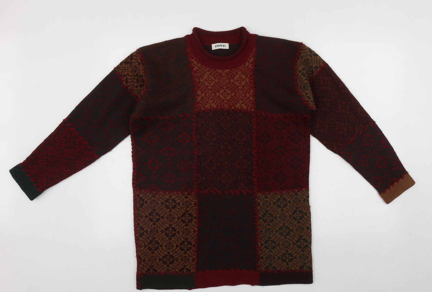 Precis Womens Multicoloured Round Neck  Wool Pullover Jumper Size S