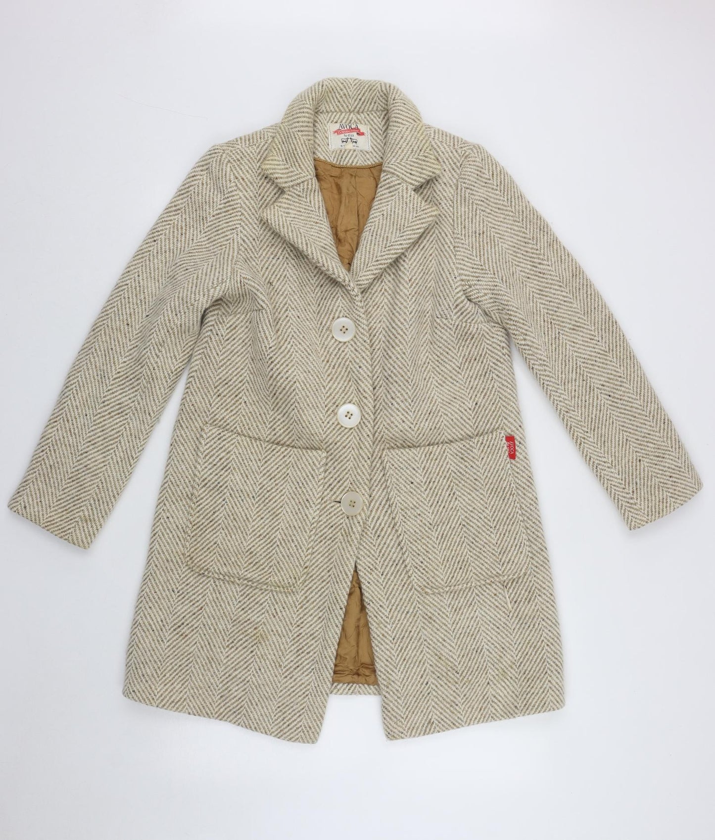 Avoca Womens Beige   Trench Coat Coat Size 8  Button