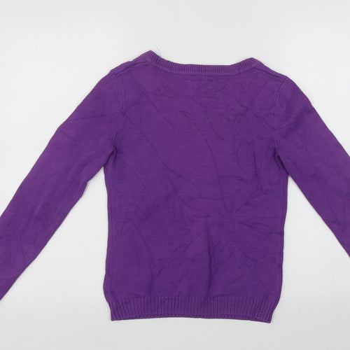 Yishion Womens Purple Scoop Neck  Cotton Pullover Jumper Size S