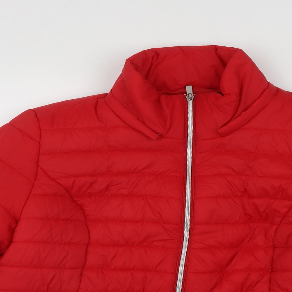 F&F Womens Red   Puffer Jacket Coat Size 16  Zip