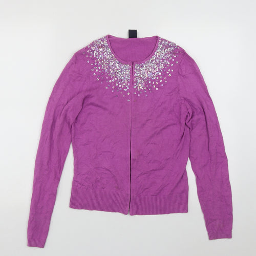 Gap Womens Purple Roll Neck  Cotton Cardigan Jumper Size S