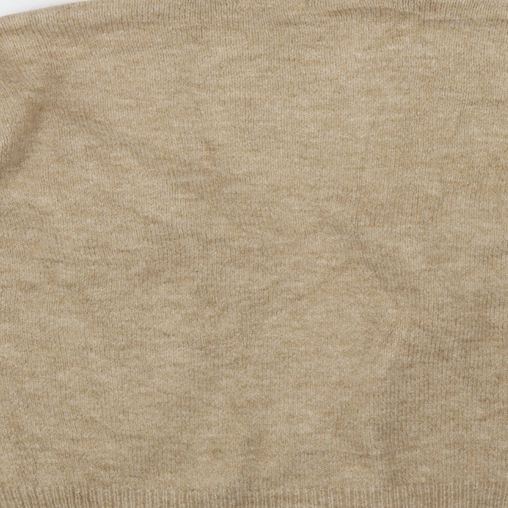 TU Womens Beige V-Neck  Acrylic Cardigan Jumper Size S
