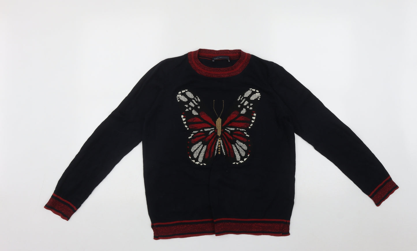 Marks and Spencer Womens Multicoloured Roll Neck  Acrylic Pullover Jumper Size 12   - Butterfly