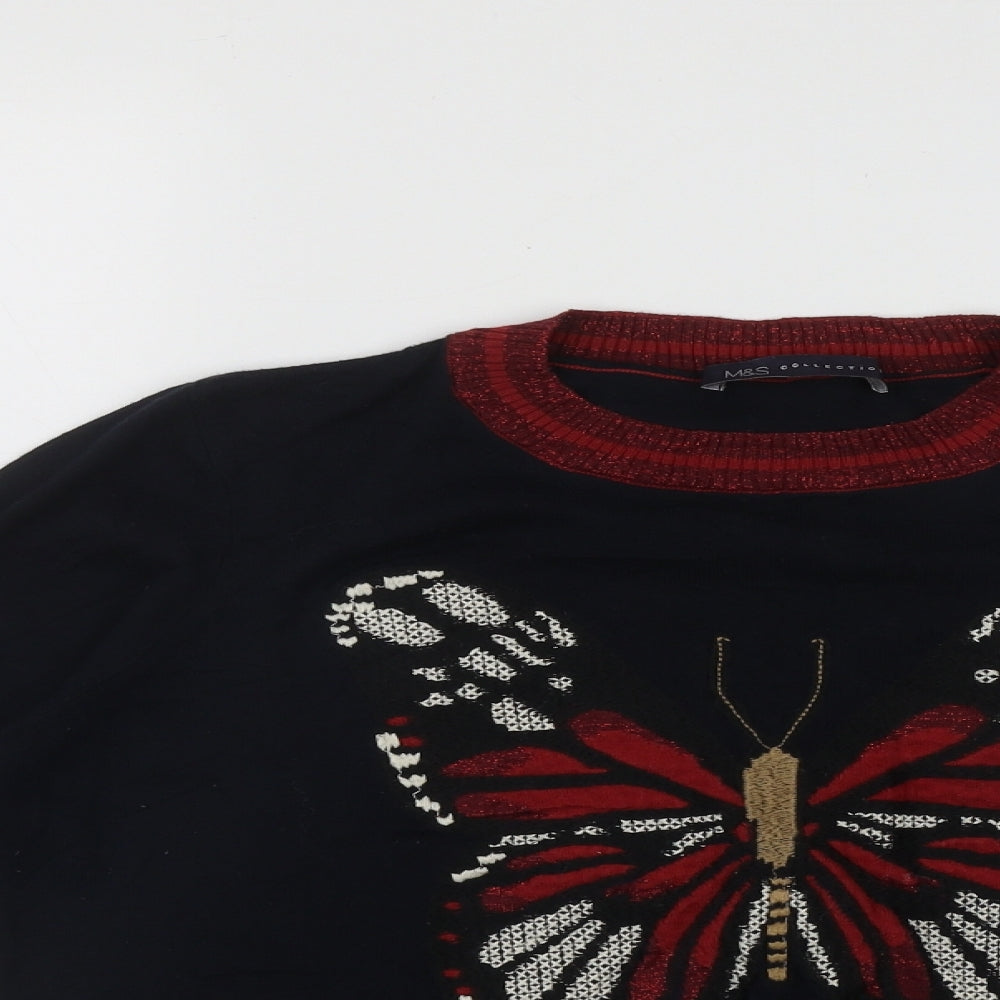Marks and Spencer Womens Multicoloured Roll Neck  Acrylic Pullover Jumper Size 12   - Butterfly