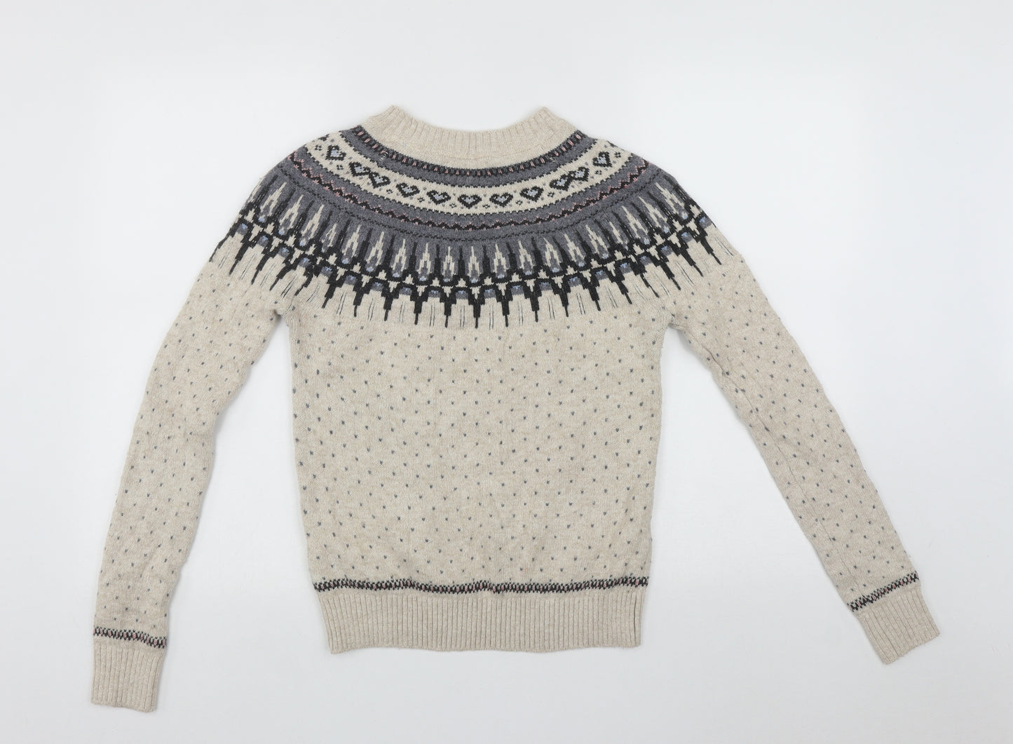 Fat Face Womens Multicoloured Roll Neck Fair Isle Cotton Pullover Jumper Size 6