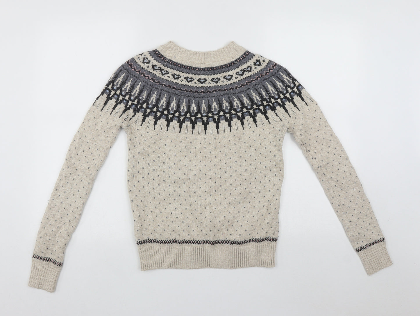 Fat Face Womens Multicoloured Roll Neck Fair Isle Cotton Pullover Jumper Size 6