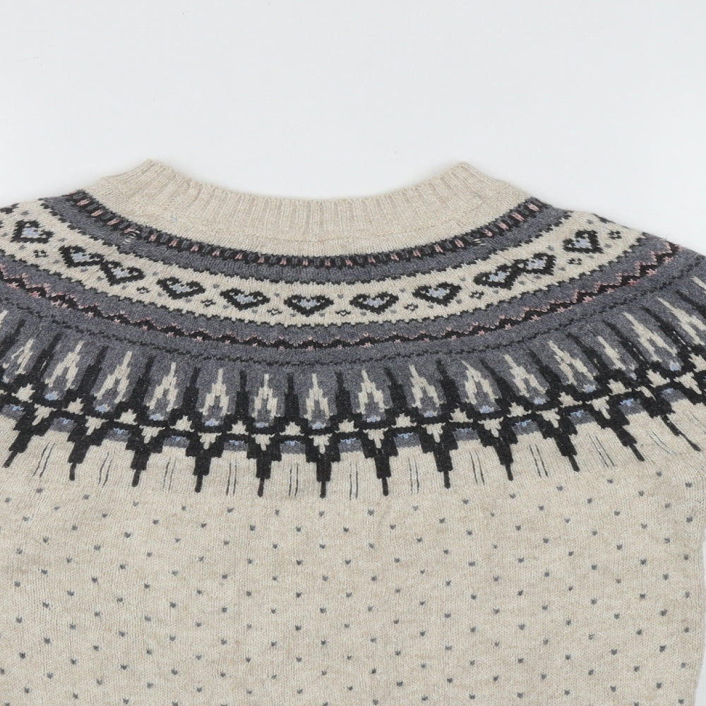 Fat Face Womens Multicoloured Roll Neck Fair Isle Cotton Pullover Jumper Size 6