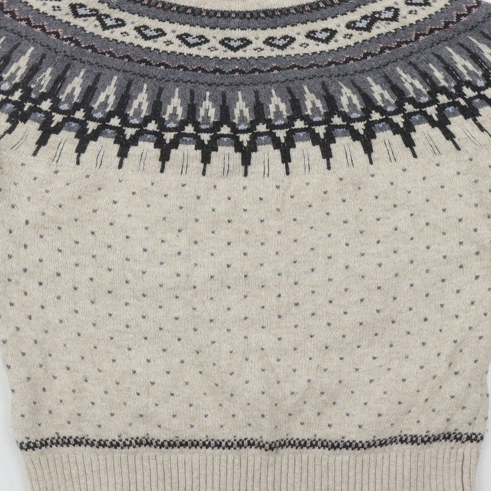 Fat Face Womens Multicoloured Roll Neck Fair Isle Cotton Pullover Jumper Size 6