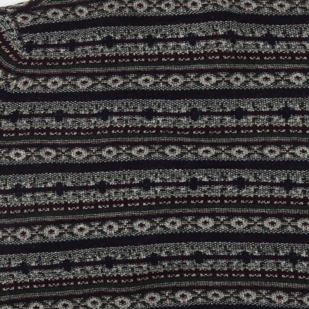 Mantary Mens Multicoloured High Neck Geometric Acrylic Pullover Jumper Size L